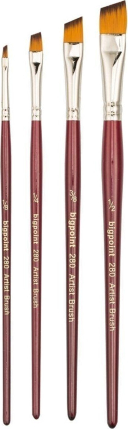 280 Serisi Sentetik Yan Kesik Fırça No 1/2 - 1/4 - 1/8 - 3/8 (4 Lü Set ) 1 Takım