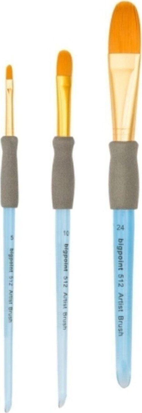 512 Serisi Sentetik Kıl Akrilik Sap Kedi Dili Fırça No 2 - 4 - 6 (3 Lü Set) 1 Takım