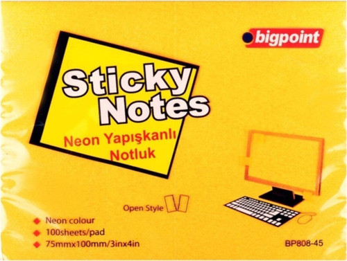 Yapışkanlı Not Kağıdı 75X100Mm Neon Turuncu 12'Li Paket