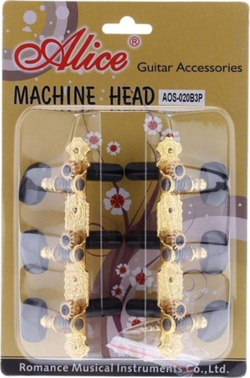 Ao-020B3P Siyah Kaliteli 3+3 Model Kalsik Gitar Burgu Seti-Vidalar Dahildir
