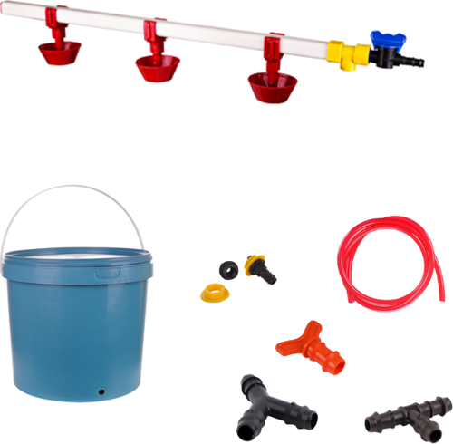 Nipel Tavuk Suluğu 20 Lt Depolu Yaylı Çanaklı (Set/9)