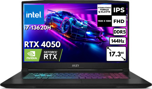 KATANA 17 i7-13620H 48 -GBDDR5 4 TBSSD 6GB RTX4050 144Hz FHD 17.3" Freedos Taşınabilir Bilgisayar B13VEK-1036XTR BT29