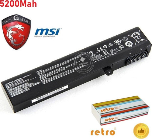 MSI GE63 Raider RGB 9SE-494TR, RGB 9SF-823XTR msi Notebook Bataryası, Laptop Pili V2 (5200Mah)
