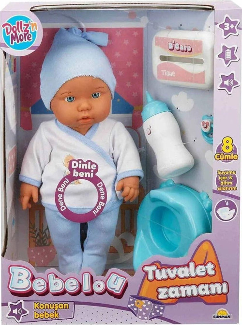Bebelou Tuvalet Zamanı Konuşan Bebek Set 35 Cm 5 Parça 8 Cümle Dollz'N More Altını Islatır