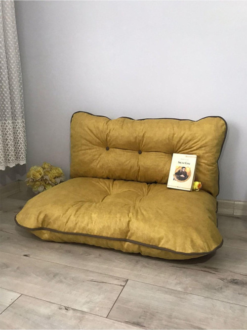 Lavinia Petek Önü Palet Yer Minderi Ikili Takım Hardal
