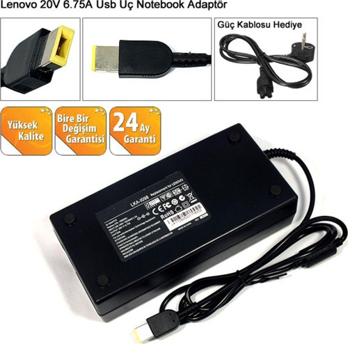 Lenovo 81Y400XMTX05, 81Y400XMTX07, 81Y400XMTX08 Notebook Adaptör, Şarj Aleti Cihazı 135W