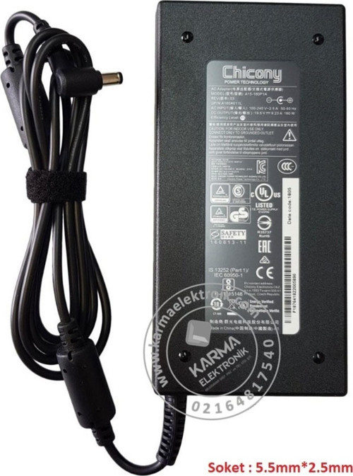 Monster Tulpar T7 V20.6.1 uyumlu Notebook Adaptörü, Şarj Aleti Cihazı 180W (Orjinal Üretici)