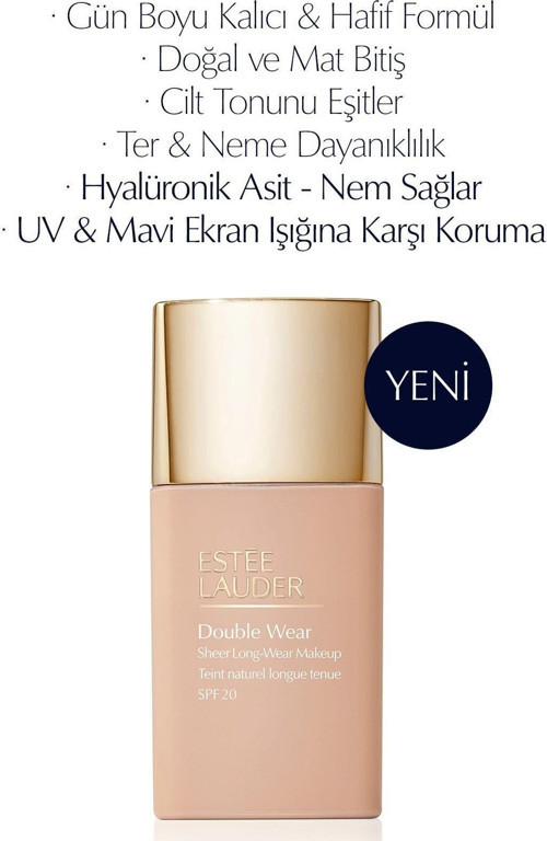 Double Wear Sheer Işıltı Ve Nem Etkili Hafif Dokulu Fondöten Spf20 - 30Ml Renk:2C2 Pale Almond