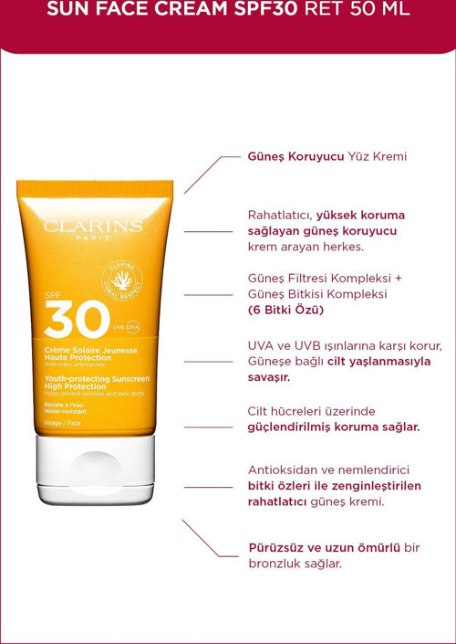 Sun Face Cream Spf30 50Ml - Yüz İçin 30 Spf Güneş Kremi