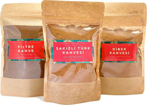 Kahvesiz Asla Seti 3Lü Filtre Kahve Sakızlı Türk Kahvesi Dibek Kahvesi Gurme Kahveseti