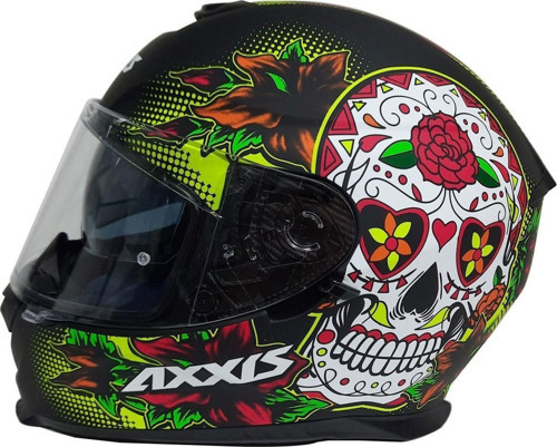 Eagle Sv Mexican Skull A11 Matt Black Yel Full Face Motosiklet Kaskı