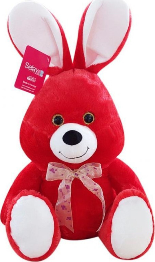 1554Kr Selay, Oturan Sevimli Tavşan 37 Cm Kırmızı
