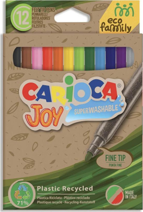 Carioca Eco Family Joy Süper Yıkanabilir Keçeli Boya Kalemi 12'Li