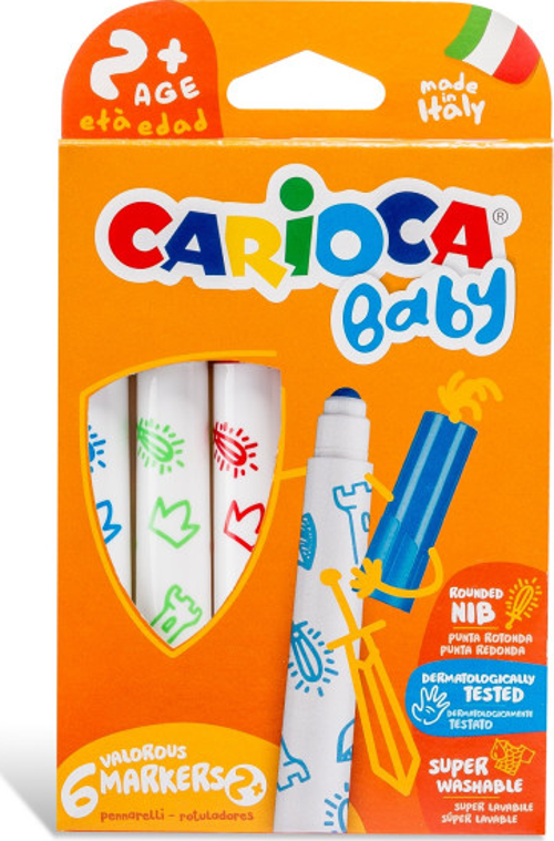 Carioca Jumbo Bebek Süper Yıkanabilir Keçeli Boya Kalemi 6'Lı +2 Yaş