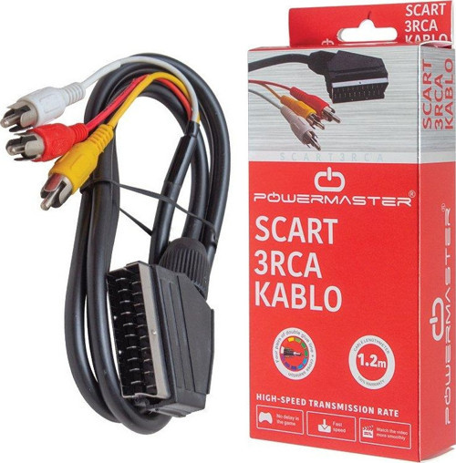 Scart 3 Rca Kablo 1.2 Metre 7 Mm Siyah * Scart Tos Kablo Kutulu
