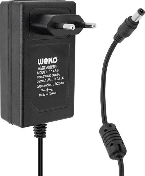 12 Volt - 3.2 Amper - 38 Watt 5.5*2.5 Uçlu Plastik Kasa Priz Tip Adaptör Kutulu Yerli Üretim
