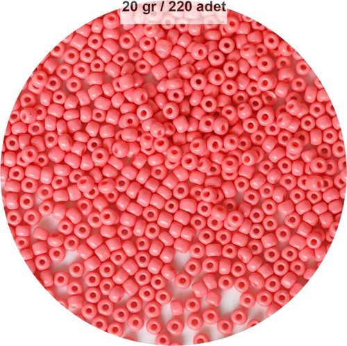 Pembe Renk 4 Mm Yaklaşık 220 Adet/20 Gram Cam Boncuk Oya Yazma Bileklik Ve Kolye