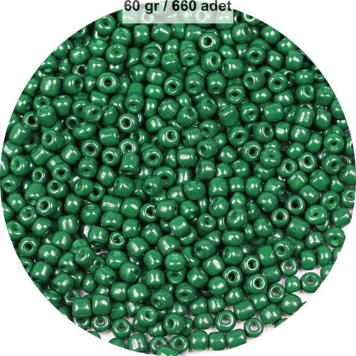 Koyu Yeşil Renk 4 Mm Yaklaşık 660 Adet / 60 Gram Cam Boncuk Oya Yazma Bileklik Ve Kolye