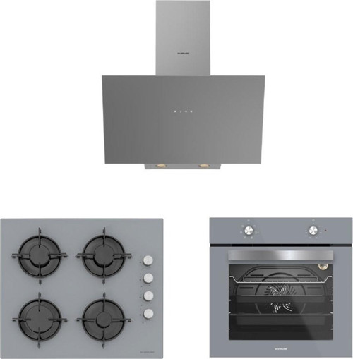 3'Lü Gri Cam Ankastre Set (3481 Flam 60 Gri+Cs5349S01+Bo6501S01)