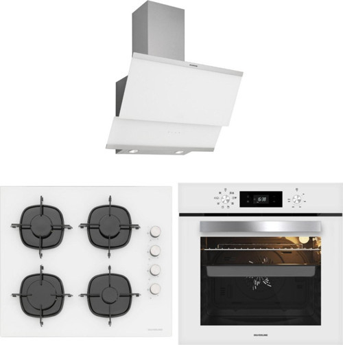 Beyaz Cam Ankastre Set (3420 Classy Davlumbaz - Cs5335W01 Ocak - Bo65E4W01 Fırın)