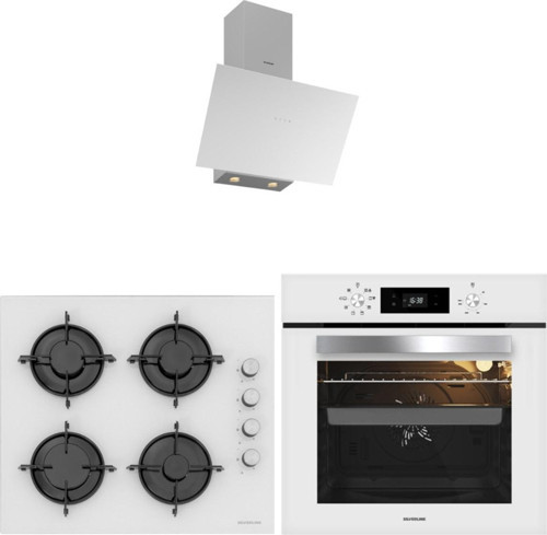 Beyaz Cam Ankastre Set (3481 Flam Davlumbaz - Cs5349W01 Ocak - Bo65E4W01 Fırın)