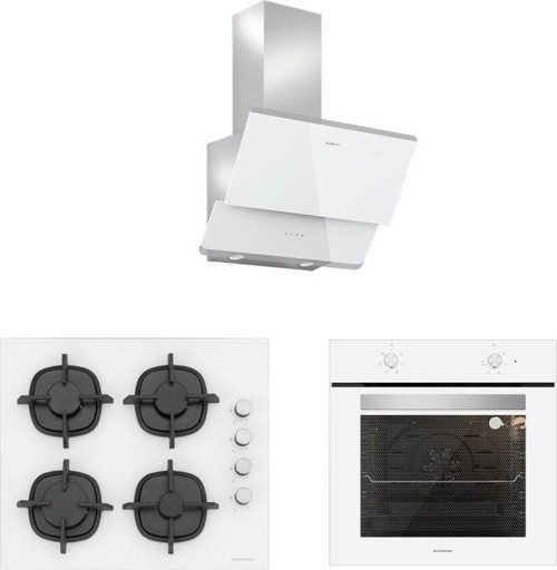 3'Lü Beyaz Cam Ankastre Set (3490 Oslo 60 Beyaz+Cs5343W01+Bo6501W01)