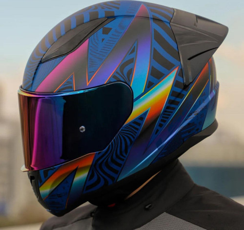 Rapid 2 Optik Race Full Face Motosiklet Kaskı Yarış Spoiler + Şeffaf + Gökkuşağı Vizörlü