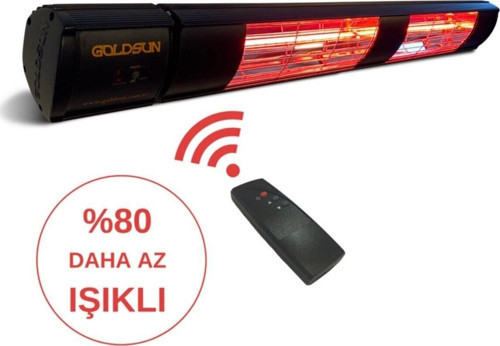 Aqua Plus 3000 Watt GSA30PLG Düşük Işıklı Kumandalı Suya Dayanıklı Elektrikli İnfrared Isıtıcı-Siyah