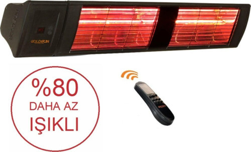Supra Plus 3000 Watt GSS30PLG Düşük Işık Kumandalı Suya Dayanıklı Elektrikli İnfrared Isıtıcı-Siyah
