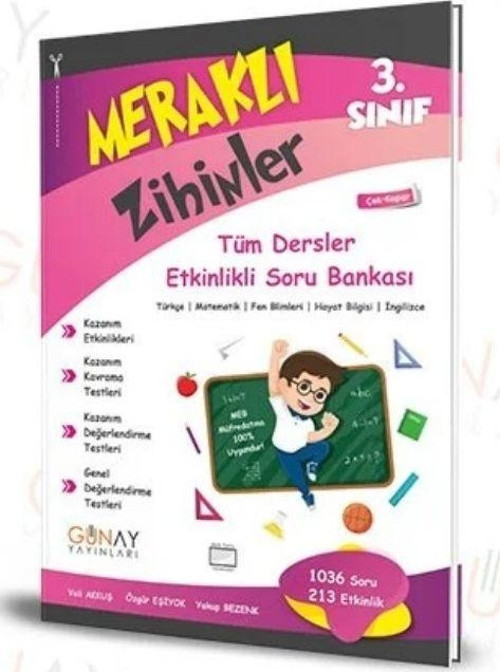 3.Sınıf Meraklı Zihinler Tüm Dersler Etkinlikli Soru Bankası Günay Yayınları