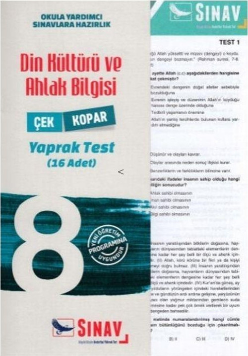 8. Sınıf Din Kültürü ve Ahlak Bilgisi Yaprak Test Sınav Dergisi Yayınları