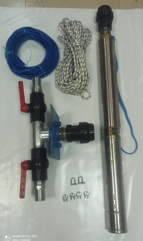 4SD4/10 1 HP ALARKO TRİFAZE 50 MT YASSI KABLOLU 100 MT HALATLI TAKIM DALGIÇ POMPA