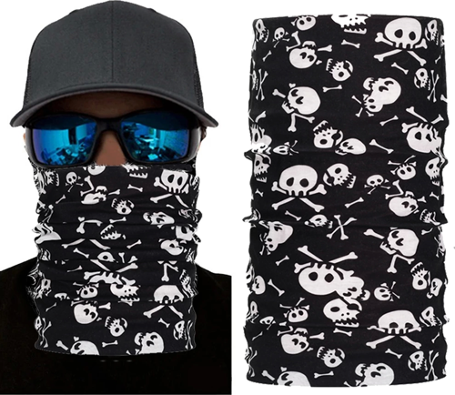 Siyah Renk Üzeri Beyaz Kemik Kafatası İskelet Baskılı Baf Buff Bandana 30x48 Cm