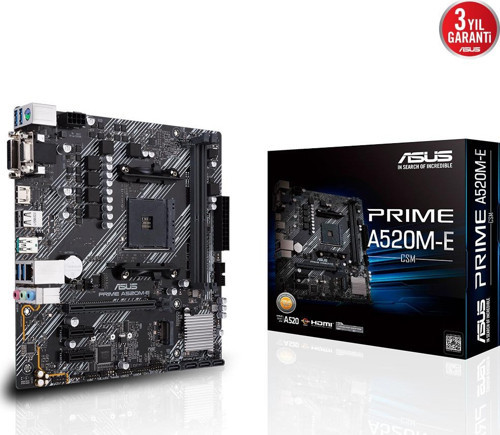 Prime A520M-E CSM AMD Soket AM4 DDR4 4400MHz mATX Gaming (Oyuncu) Anakart