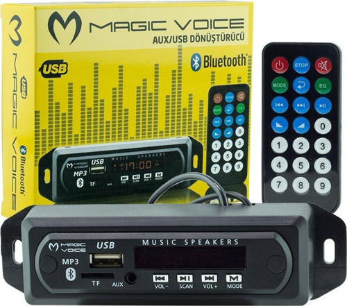 Magıcvoıce Usb-400 (V20) Bluetooth/Aux Usb/Sd/Mmc-Mic-Kumandalı Oto Teyp Çevirici Dijital Player (5V/12V)