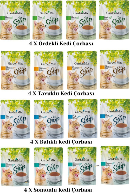 Kedi Çorbası Lezzet Paketi – Petdoys' 4 Lü Kedi Sıvı Destek Seti