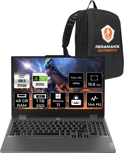 LOQ i5 12450HX 48GB 1TB SSD RTX3050/6GB 95W 144Hz FHD 15.6" W11P Gaming Laptop