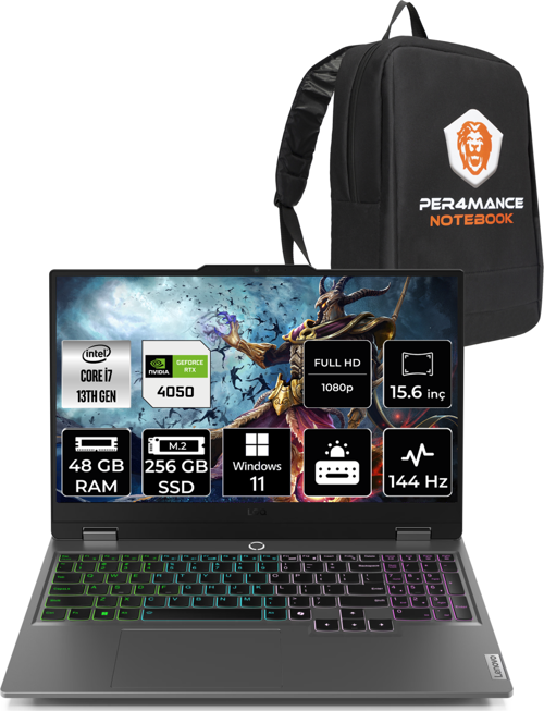 LOQ i7 13650HX 48GB 256GB SSD RTX4050/6GB 105W 144Hz FHD 15.6" W11P Gaming Laptop