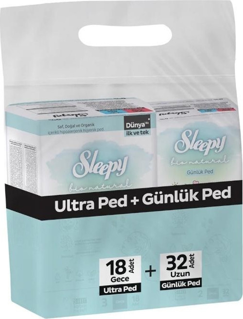 Bio Natural Ultra Ped Gece 18 Adet + Günlük Ped Uzun 32 Adet Avantaj Paketi