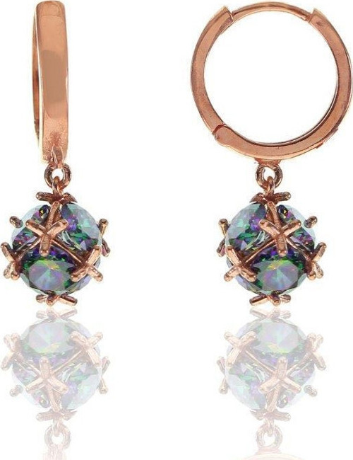 Mistik topaz taşlı top küpe