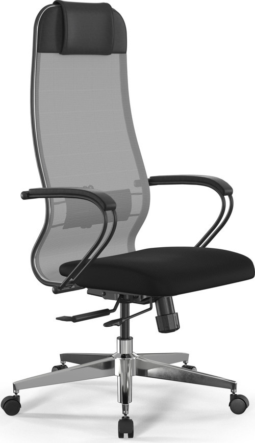 Deri ve Fileli Ofis Sandalyesi- Yönetici Koltuğu - Synchro SIT10-B1-115D / 4011199 Açık Gri-Siyah