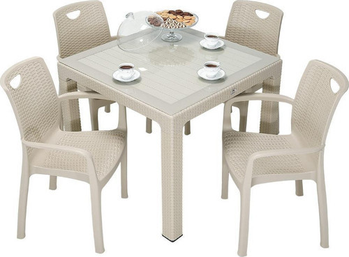 Elit Rattan 90x90 Zeugma Koltuk Camlı Masa Takımı ÇÖLBEJİ