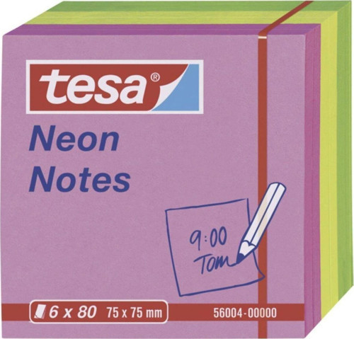 Yapışkanlı Not Kağıdı Neon 6X80 480 Yaprak 75X75 Mm 56004-00000-00