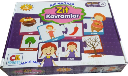 Games Okul Öncesi Zıt Kavramlar Eğitici - Öğretici Puzzle Yapboz 40 Parça