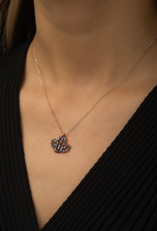 Kaktüs Kolye Mix Renkli Nano Zikon Taşlı Rose Gold Kaplama 925 Ayar Gümüş Kolye - Uvps100426