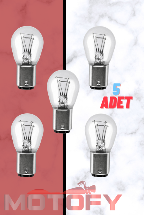 MOTOSİKLET OTOMOBİL STOP SİS AMPÜLÜ ÇİFT DUYLU TİP (5 ADET)
