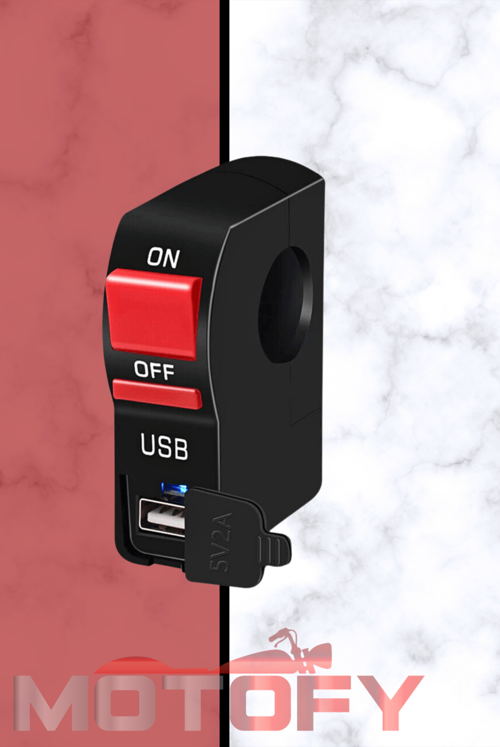 MOTOSİKLET SİS FARI AÇ KAPA DÜĞMESİ KIRMIZI BUTONU - GİDONA TAKILABİLİR USB ŞARJ DESTEKLİ-GİRİŞLİ