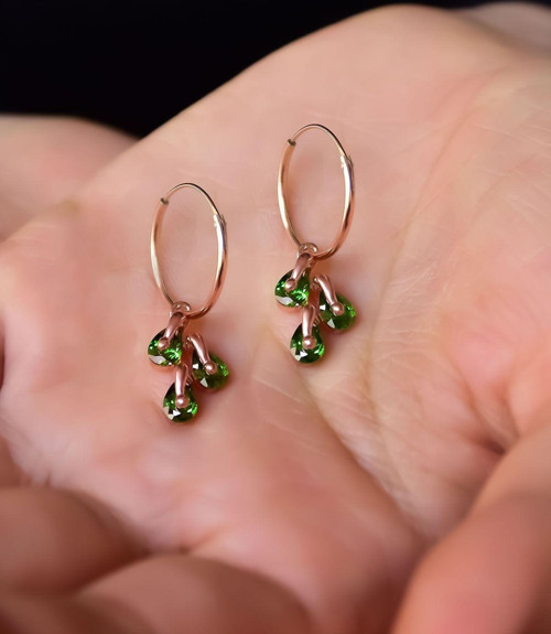 925 Ayar Gümüş Rose Kaplama Mayıs Ayı Doğum Taşlı Kübik Drop Küpe