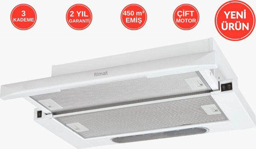 9040 Beyaz Çift Motor Sürgülü Aspiratör