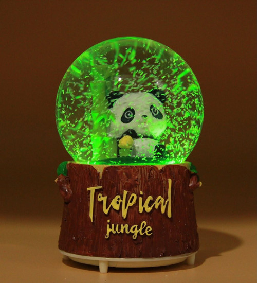 Tropical Panda Işıklı Müzikli Kar Motorlu Büyük Boy Kar Küresi
